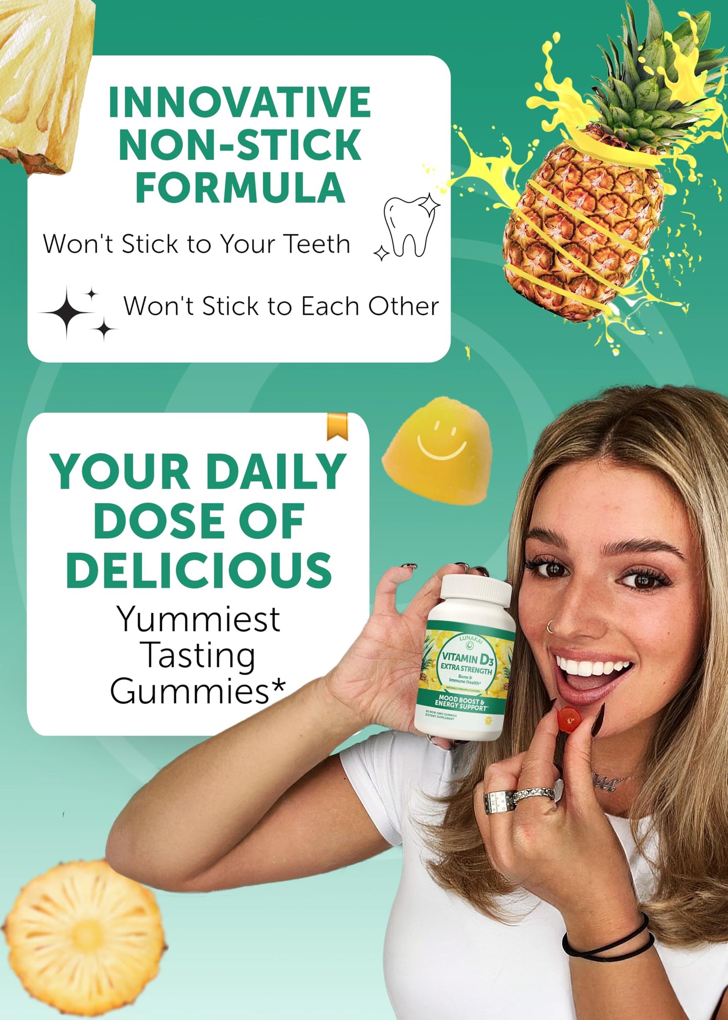 Lunakai USA Made Vitamin D3 Gummies 2000 IU – Non-GMO, Gluten-Free | 60ct