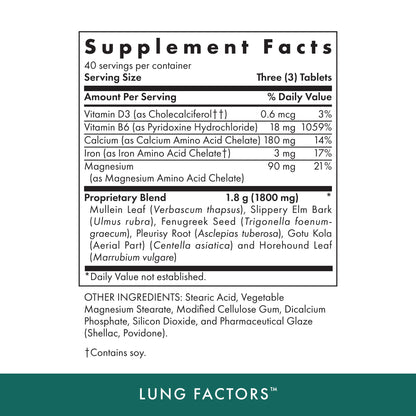 MICHAEL'S Health Naturopathic Lung Factors - 120 Vegetarian Tablets | Nutrients for Lung Function | Vitamin D, Calcium & Magnesium | Kosher | 40 Servings