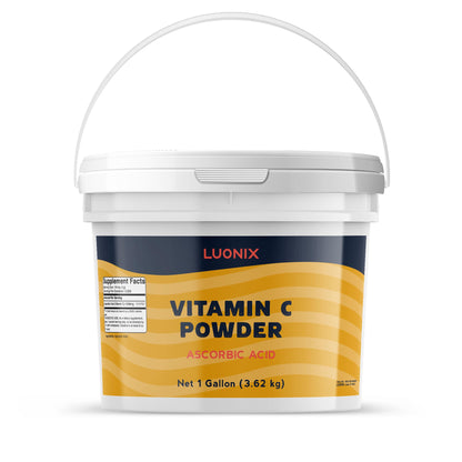Luonix Vitamin C Powder – Ascorbic Acid, 1 Gallon Bucket for Supplements & DIY Skincare