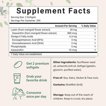 Micro Ingredients Lutein & Zeaxanthin 20mg Softgels, 400 Count | Eye Health