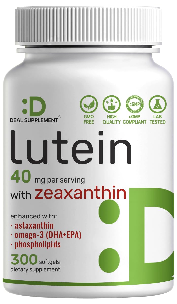 Lutein & Zeaxanthin Supplements - 40mg per Serving, 300 Softgels - Non-GMO