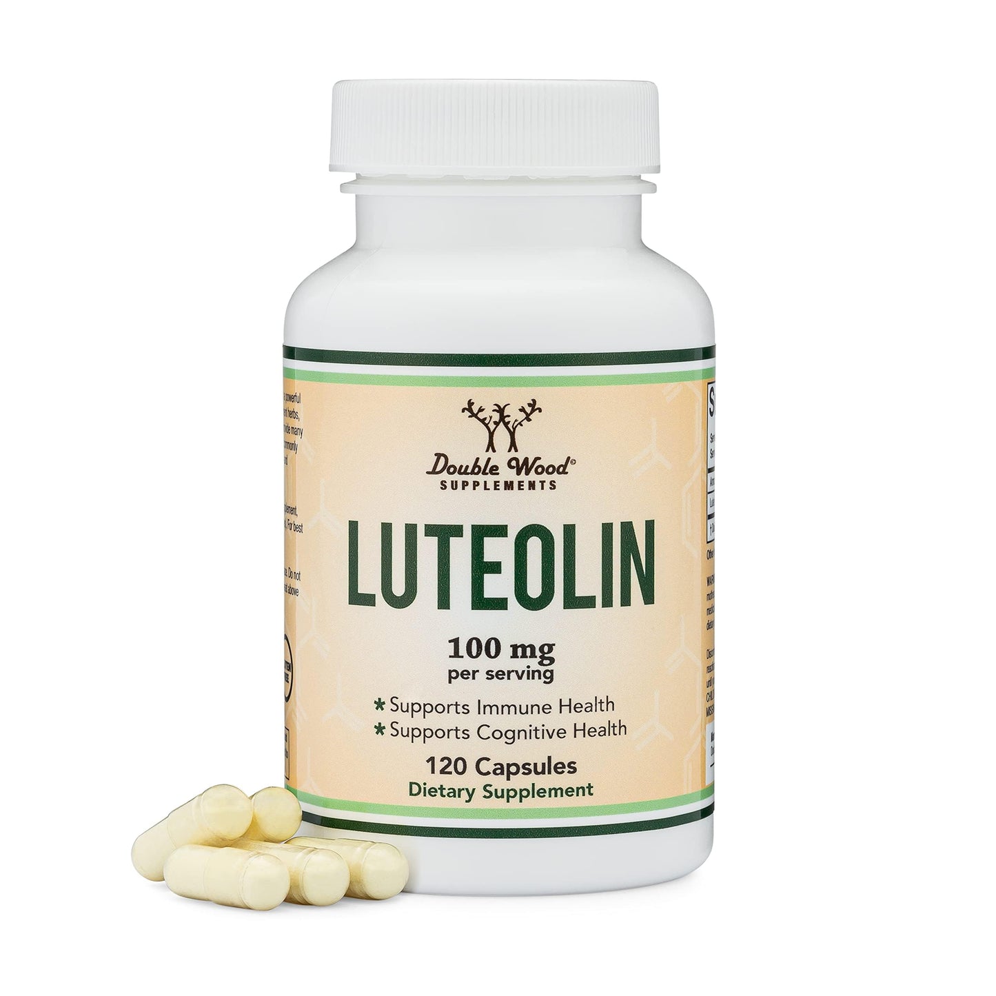 Double Wood Luteolin 100mg – 120 Capsules | Gluten Free, Neuroprotective Flavonoid for Brain & Cardiovascular Support