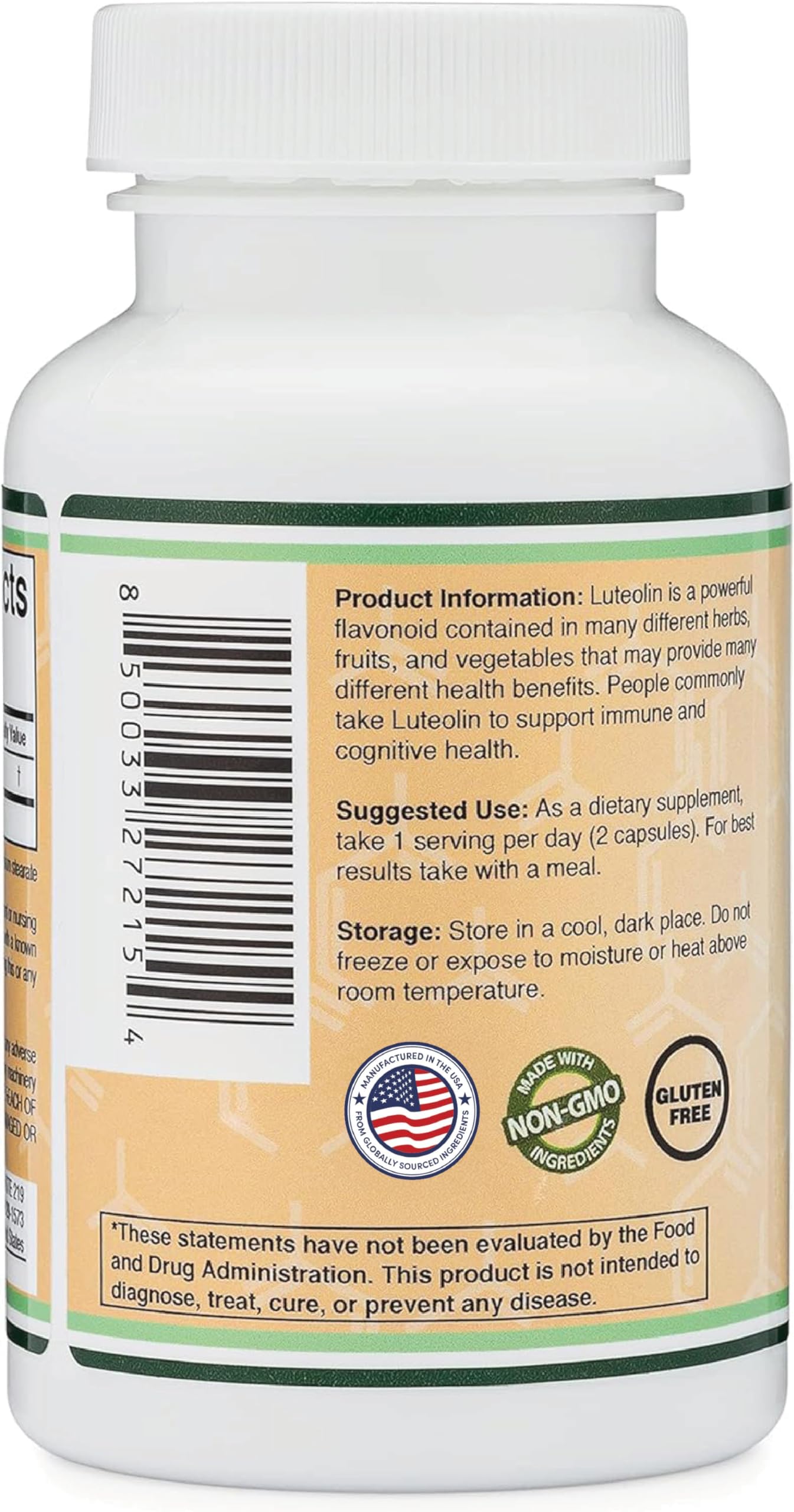 Double Wood Supplements Luteolin 100mg – 120 Capsules Gluten Free (Pack of 2)