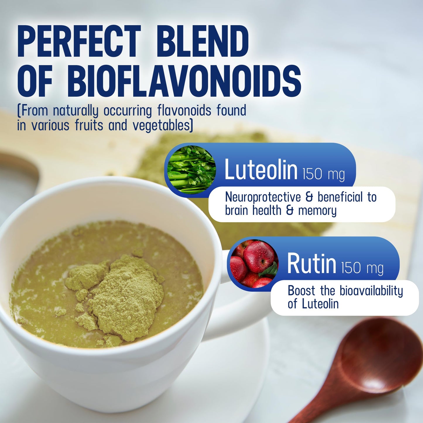 Lutimax Pediatric Powder – Luteolin & Rutin Brain Supplement for Kids | Memory, Focus, Immune & Muscle Support | 200 Servings