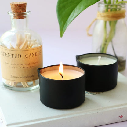 LUXMASA 4-Pack Soybean Wax Massage Candles – Jasmine, Caramel Whisky, Coffee Vodka, Cream Cherry