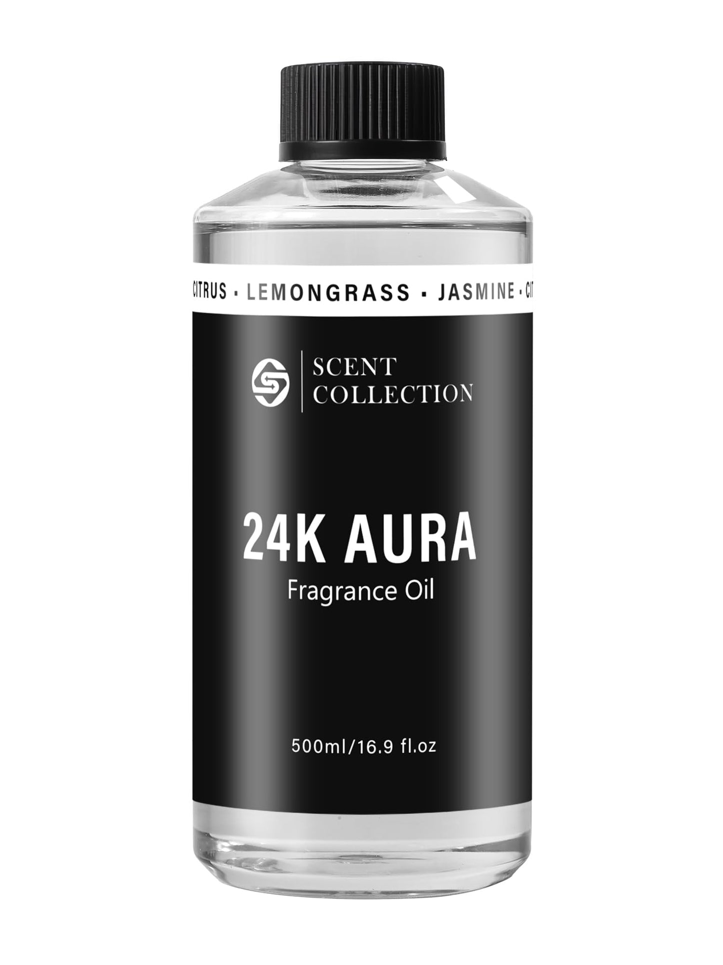 Luxury Hotel Scent Diffuser Oil – 24K Aura Lemongrass (500ml) Waterless, Non-Toxic for Large Rooms, Cars & Home