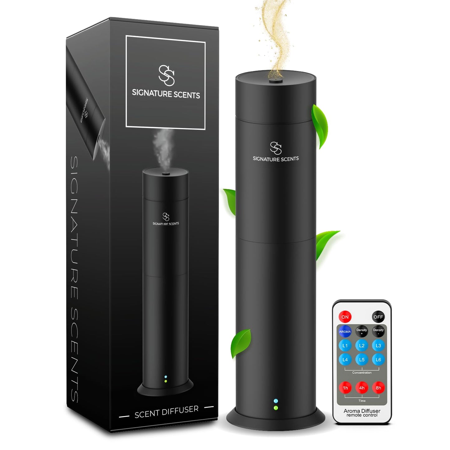 Luxury Waterless Essential Oil Diffuser with Bluetooth App Control (1000 sq ft) – Black