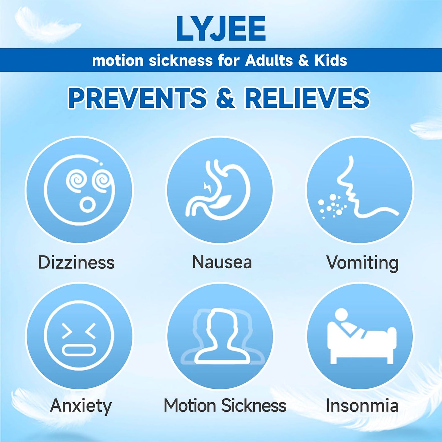 LYJEE Motion Sickness Bands — Nausea Relief for Adults, Kids, Pregnancy