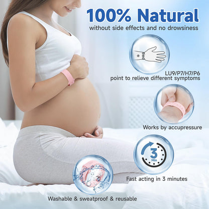 LYJEE Motion Sickness Bands – Adjustable Acupressure Nausea Wristbands for Pregnancy & Travel