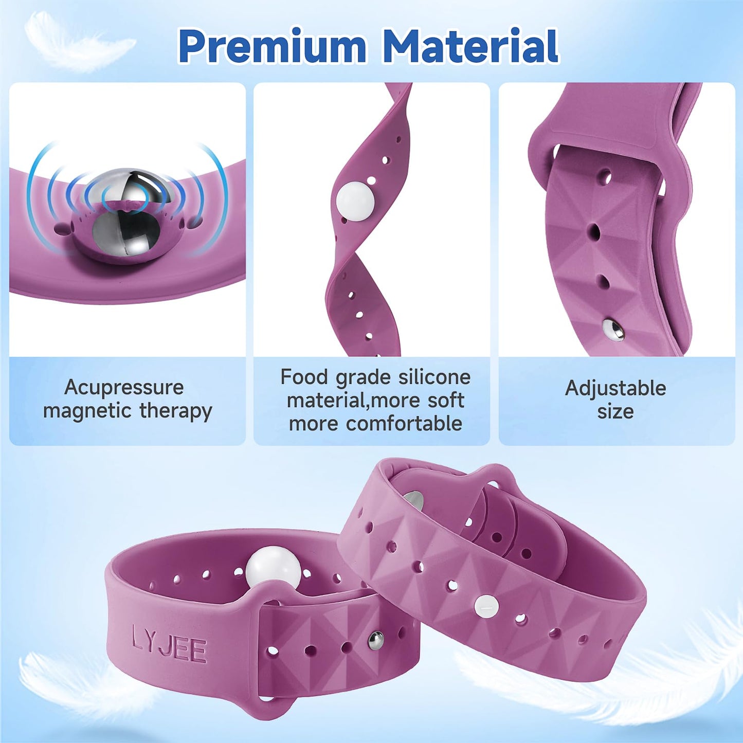 LYJEE Motion Sickness Bands — Nausea Relief for Adults, Kids, Pregnancy