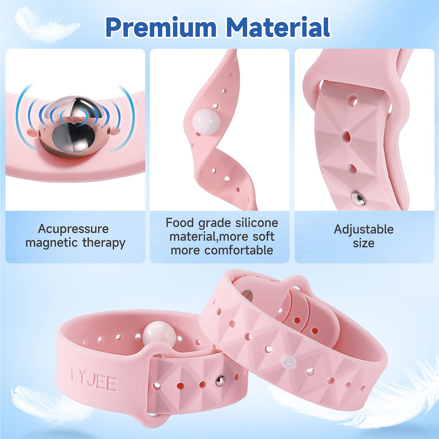 LYJEE Motion Sickness Bands – Adjustable Acupressure Nausea Wristbands for Pregnancy & Travel