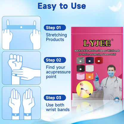 LYJEE Motion Sickness Bracelets for Adults & Kids | Acupressure Nausea Relief