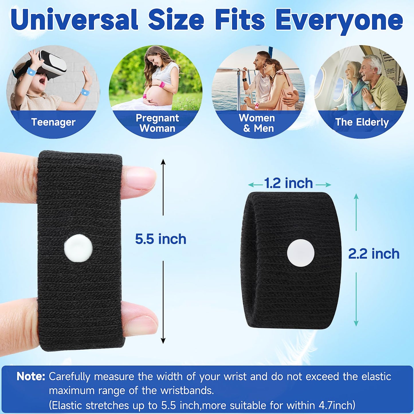 LYJEE Motion Sickness Bands — Non-Drug Nausea Relief for Adults, Kids, and Pregnant Women | Acupressure Wristbands