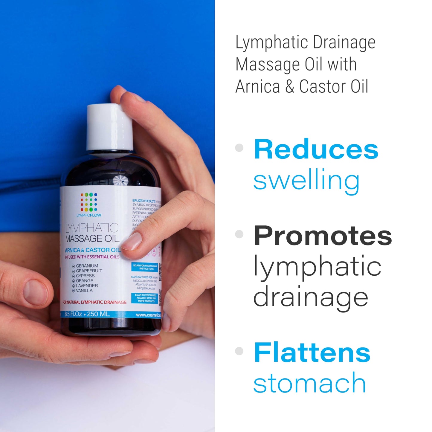Lymphatic Drainage Massage Oil with Arnica & Castor Oil | Post-Surgery Recovery | Bruizex