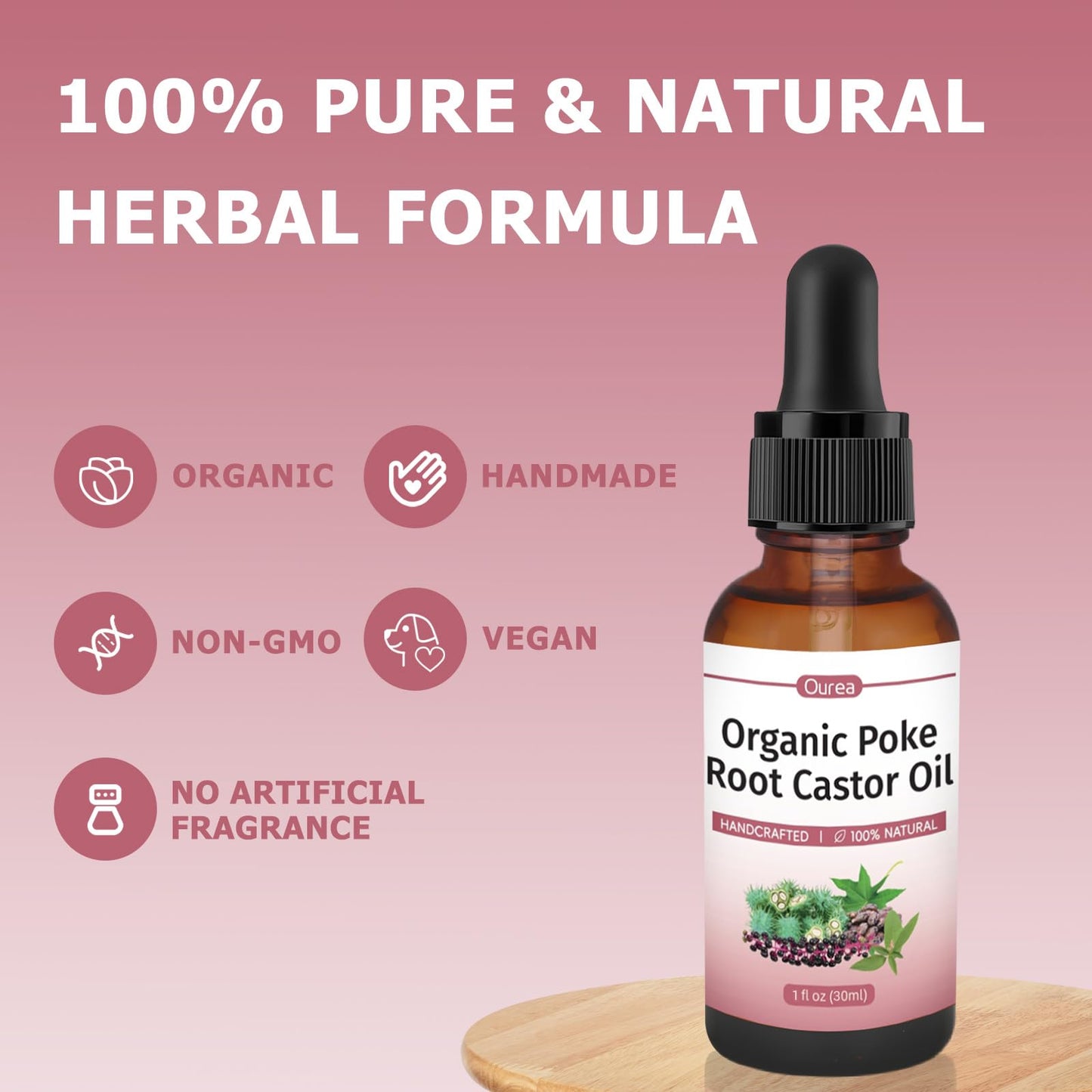 Poke Root & Castor Oil – 1 fl oz | Natural Lymphatic Support Massage Oil for Cysts, Fibroids, Breast Swelling & Joints