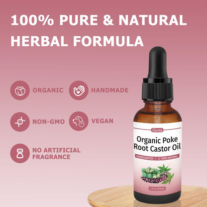 Poke Root & Castor Oil – 1 fl oz | Natural Lymphatic Support Massage Oil for Cysts, Fibroids, Breast Swelling & Joints