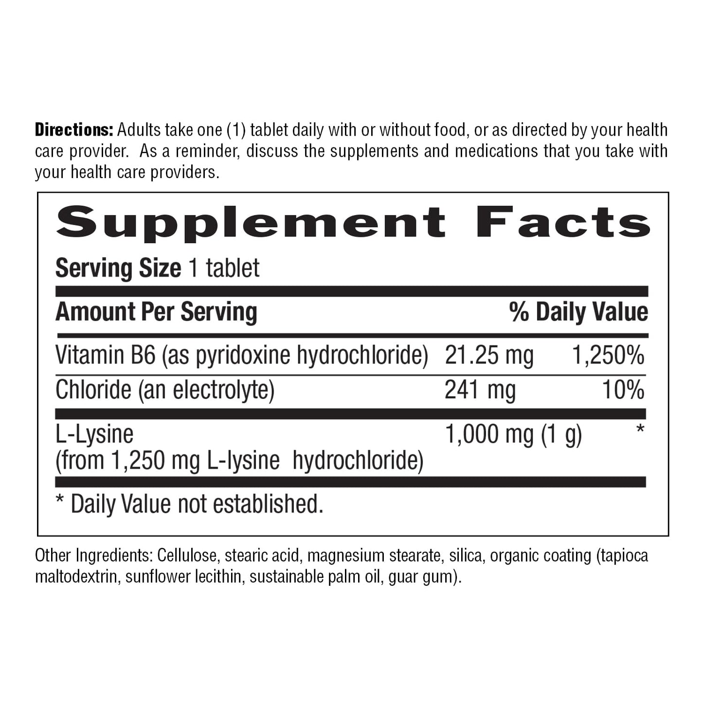 Country Life L-Lysine 1000mg with B-6 – Immune Support, Collagen Renewal, Vegan & Gluten Free (100 Count)