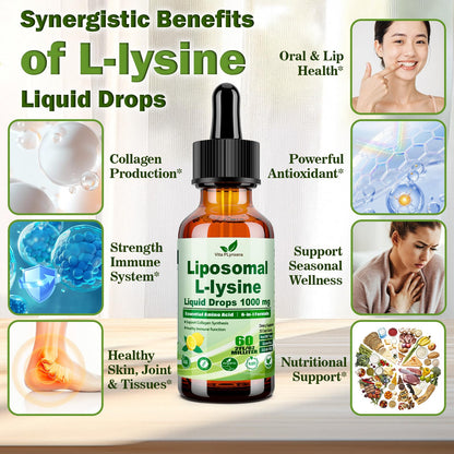 6-in-1 L-Lysine 1000mg Liquid Drops – Immune & Lip Health (Liposomal)