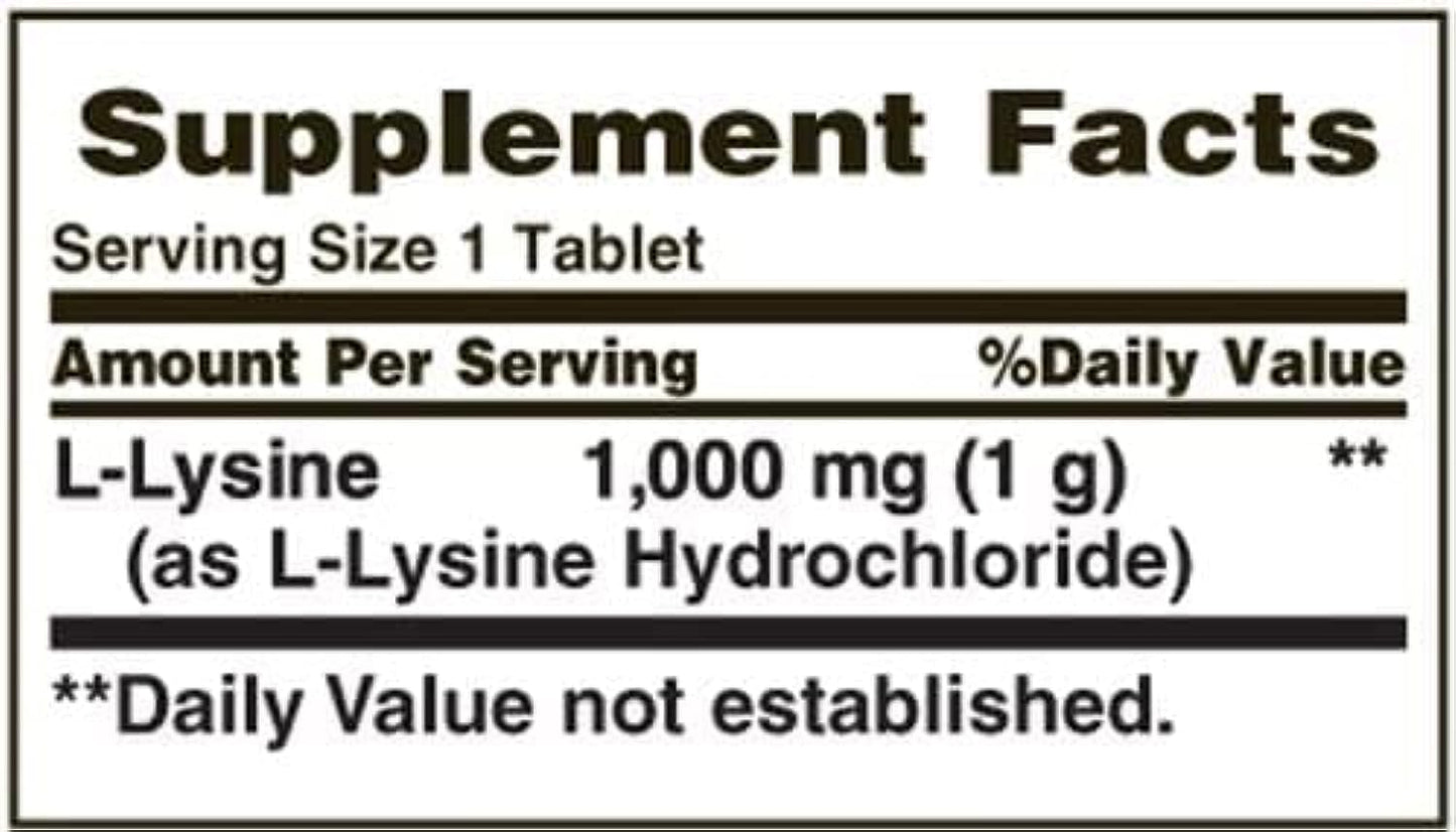 Nature's Bounty L-Lysine 1000 mg Tablets – 60 ea (Pack of 4)