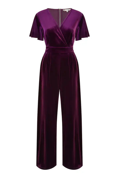 Yumi Purple Jumpsuit With Angel Sleeves