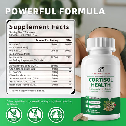 MABEFY 10-in-1 Cortisol Support for Women & Men – Stress, Sleep & Mood (60 Capsules)