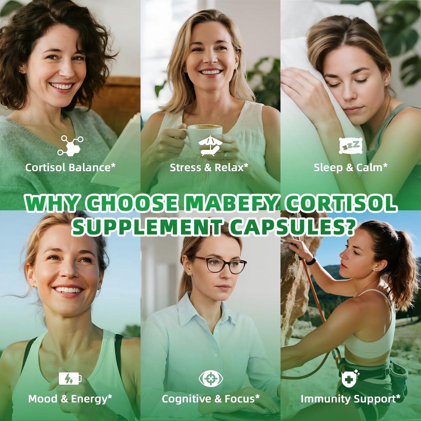 MABEFY 10-in-1 Cortisol Support for Women & Men – Stress, Sleep & Mood (60 Capsules)