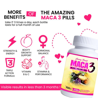Maca 3 Capsules – Black, Red & Yellow Maca Root Blend – Feminine Balance & Natural Body Support