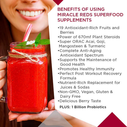 MacroLife Naturals Miracle Reds – 19-Superfruit Powder with Probiotics & Enzymes