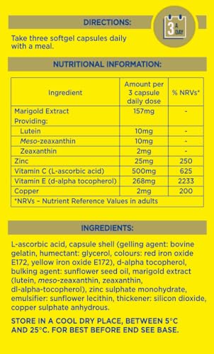 Macu Shield Gold 90 Capsules | Eye Health Supplement with Lutein, Zeaxanthin & Meso-zeaxanthin