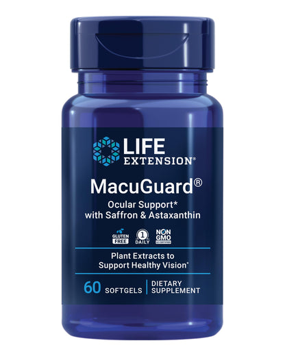 Life Extension MacuGuard Ocular Support – Eye Health with Lutein, Zeaxanthin, Meso‑Zeaxanthin, Saffron & Astaxanthin | 60 Softgels