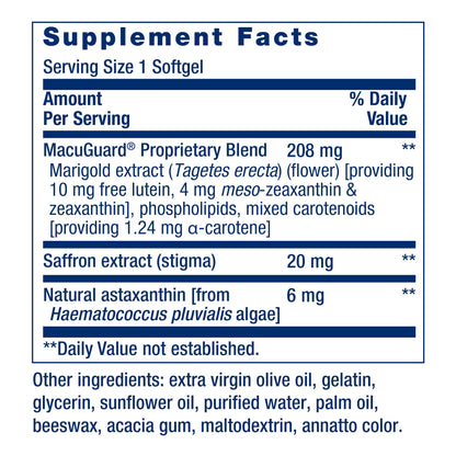 Life Extension MacuGuard Ocular Support – Eye Health with Lutein, Zeaxanthin, Meso‑Zeaxanthin, Saffron & Astaxanthin | 60 Softgels