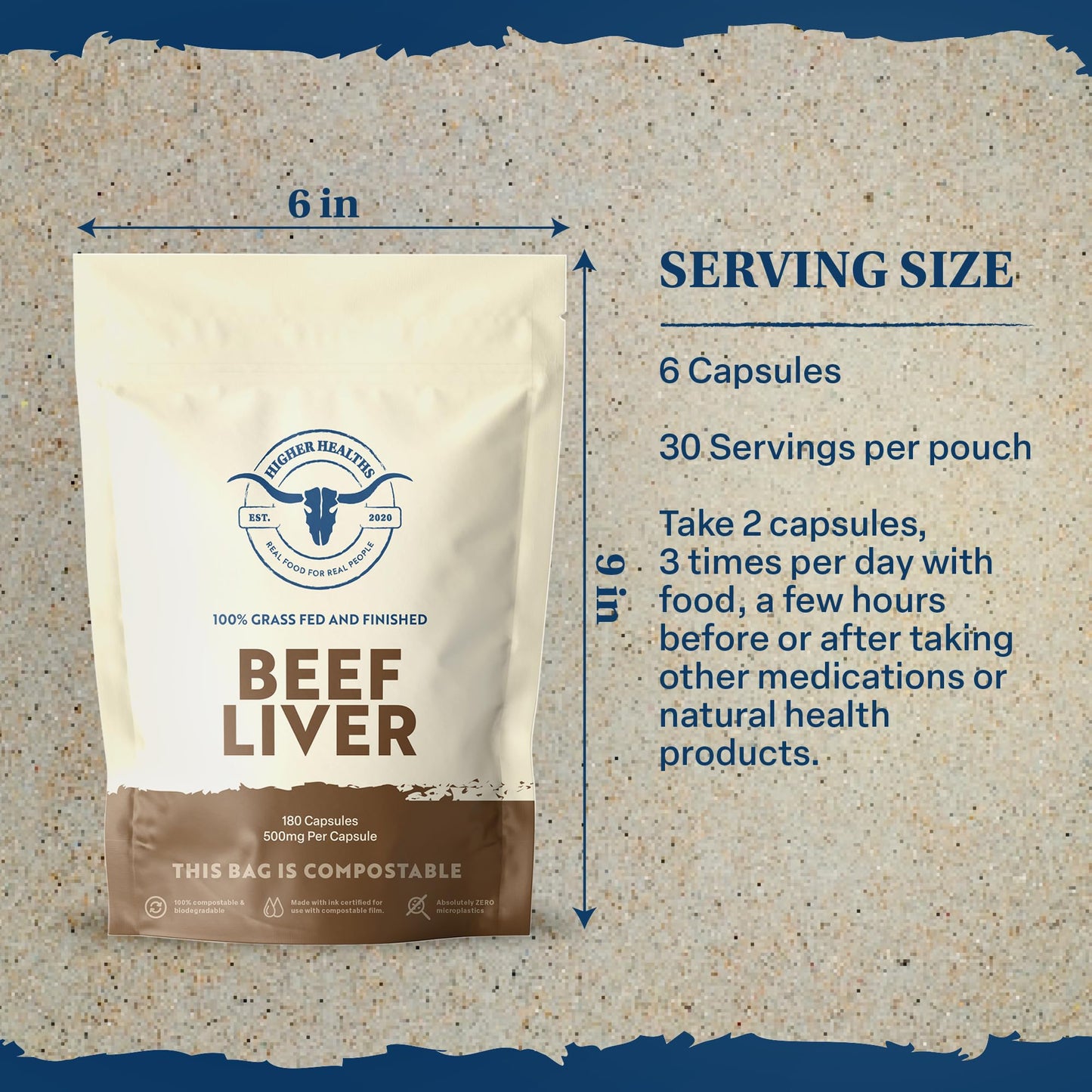 Higher Healths Beef Liver – Nature’s Multivitamin | 100% USA Beef | 180 Capsules
