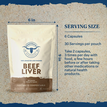 Higher Healths Beef Liver – Nature’s Multivitamin | 100% USA Beef | 180 Capsules