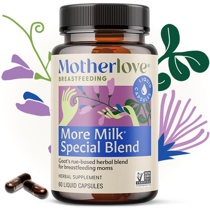 Motherlove More Milk Special Blend Lactation Supplement (60 Liquid Caps) - Goat's Rue, Organic Herbs | Vegan, Non-GMO, Kosher, Soy-Free