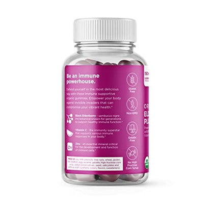 Hyland's Organic Elderberry Plus Gummies – Immune Support with Zinc & Vitamin C (60 Vegan Gummies)