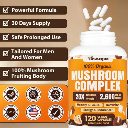 20-in-1 Mushroom Complex for Brain & Focus | Lion's Mane & Reishi
