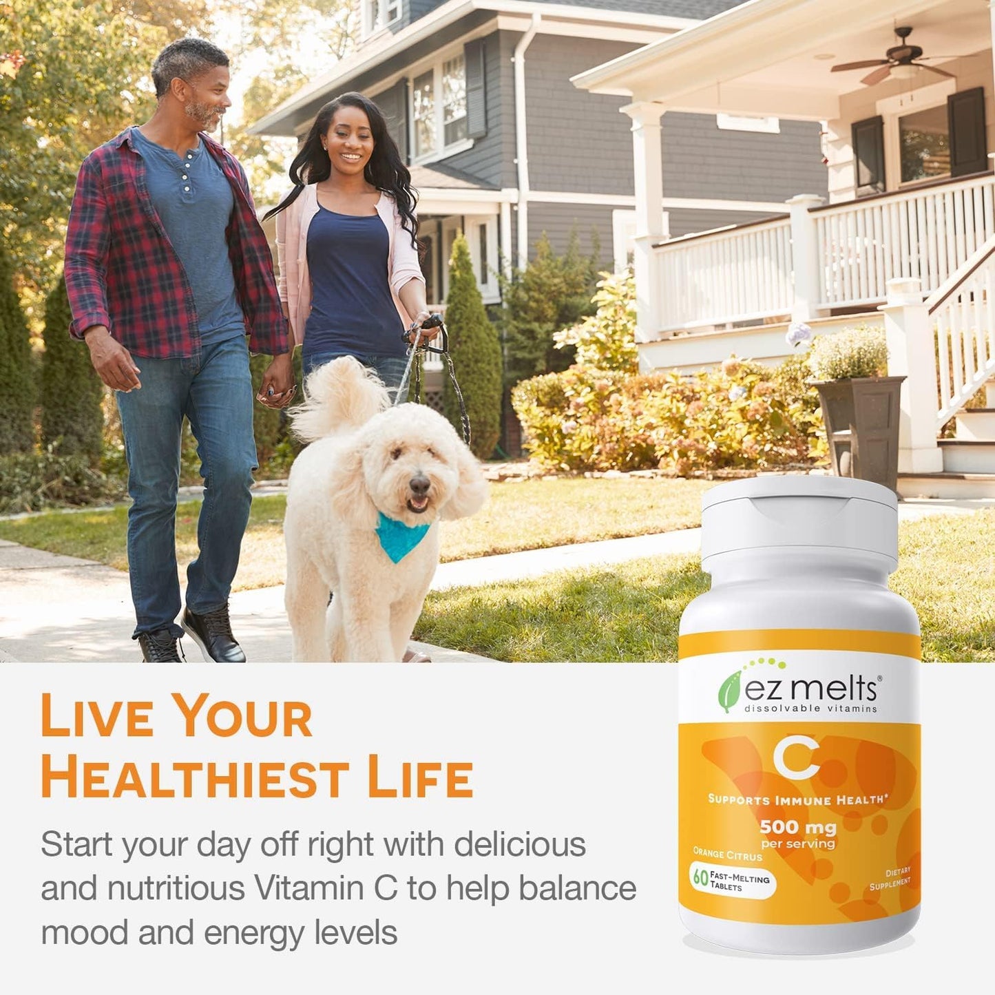 EZ Melts Dissolvable Vitamin C 500 mg – Sugar-Free, 2 Pack