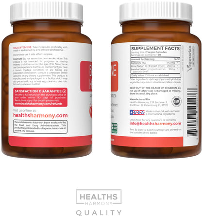 Berberine HCL Plus – Non-GMO & Vegetarian, 120 Veg Caps