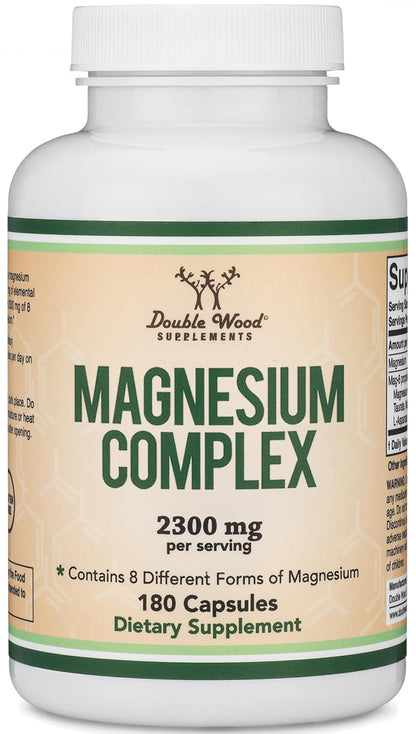 MAG-8 Magnesium Complex 180 Capsules – 426 mg Elemental Magnesium | 100% DV | Double Wood