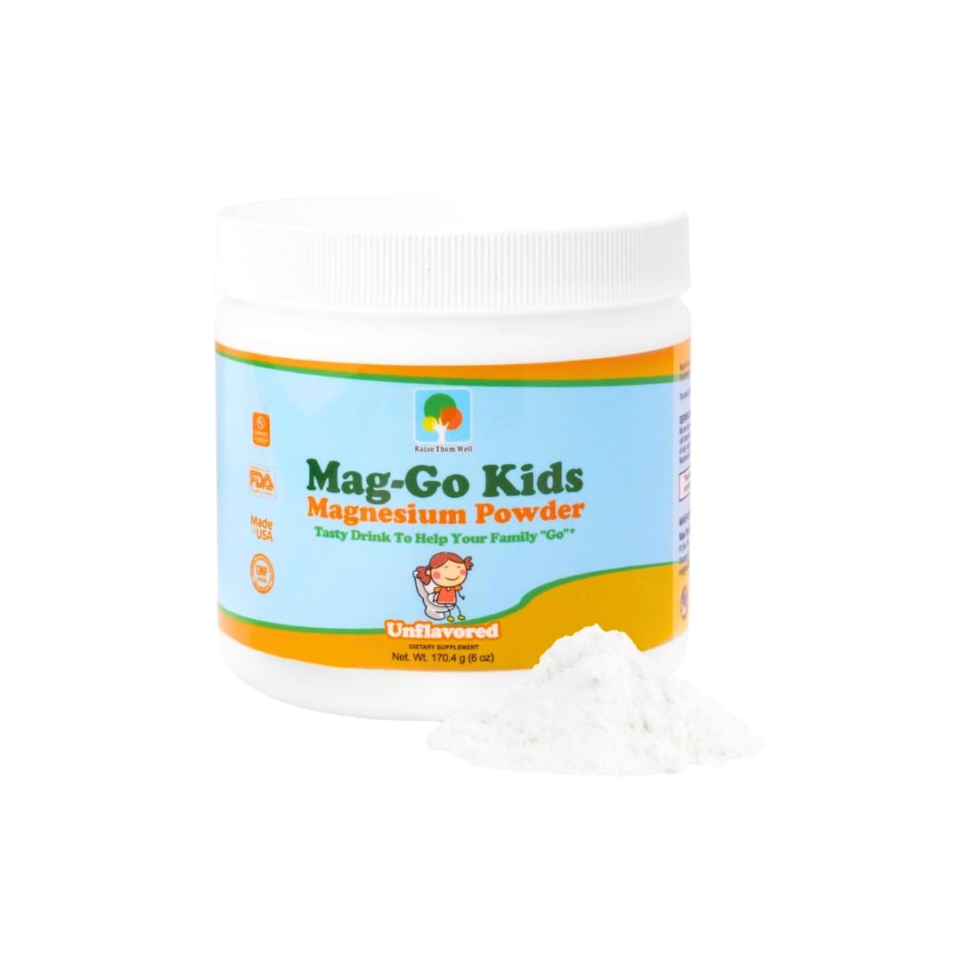 Raise Them Well Mag-Go Kids Magnesium Powder – Constipation Relief (Unflavored) | 140 Servings