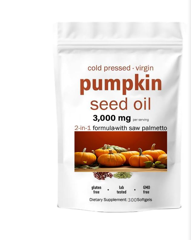 Magic Doll Pumpkin Seed Oil with Saw Palmetto Capsules – Cold Pressed, 300 Softgels | Supports Hair, Urinary, Bladder & Prostate Health | Non-GMO (2 Bags, 300 Count)