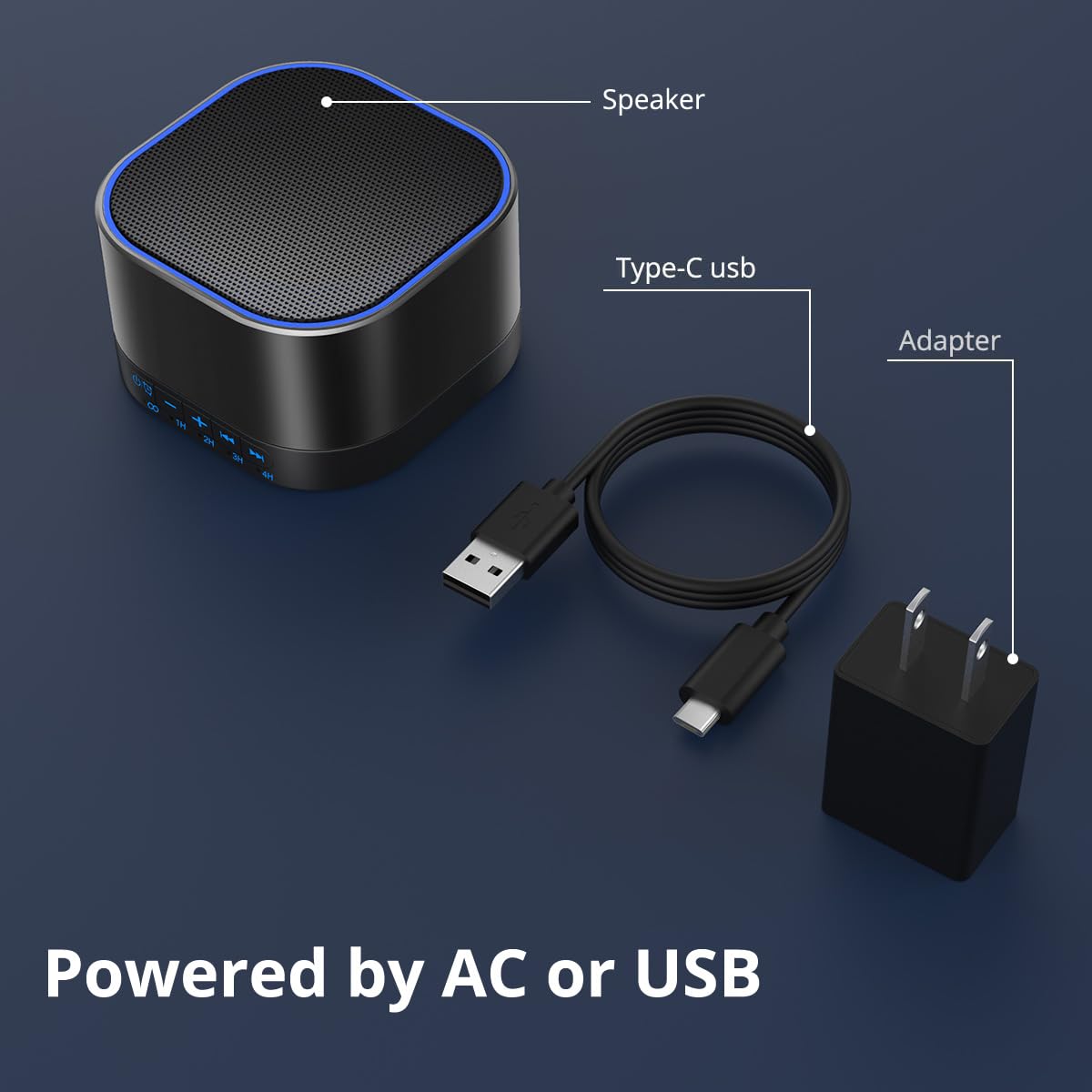 Magicteam White Noise Machine — 20 Non-Looping Sounds, 32 Levels, Memory Function, AC/USB