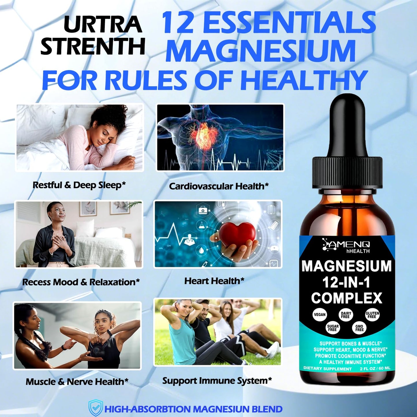 Magnesium 12-in-1 Liquid Drops | Sleep, Muscle & Heart Support