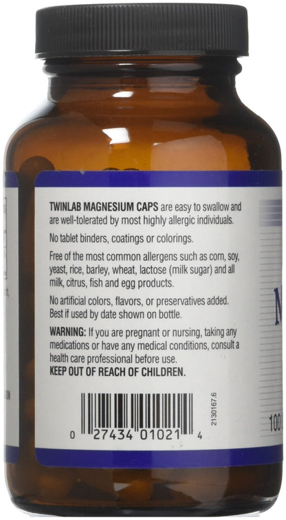 Magnesium 400 mg by Twinlab - 100 Cap (Pack of 3)