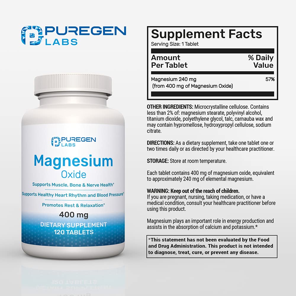 Magnesium 400mg High Potency – Magnesium Oxide | 3 Pack, 360 Count