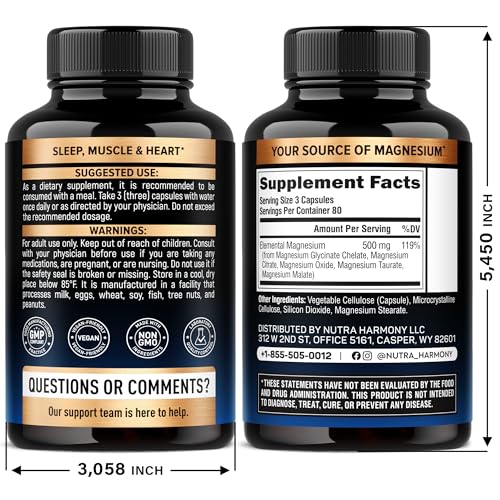 Magnesium 5-in-1 Complex 500 mg – Glycinate, Citrate, Malate, Taurate, Oxide | Made in USA