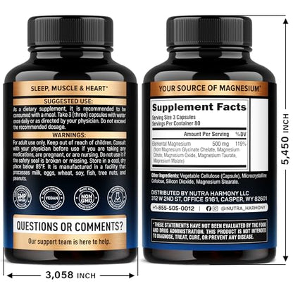 Magnesium 5-in-1 Complex 500 mg – Glycinate, Citrate, Malate, Taurate, Oxide | Made in USA