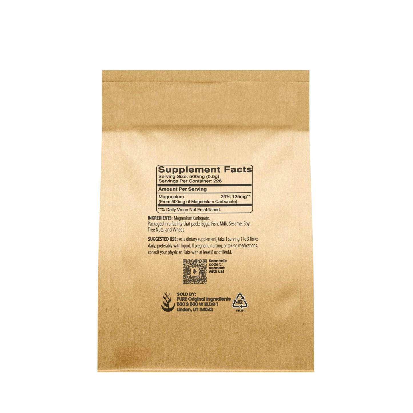 Pure Original Magnesium Carbonate Powder 4oz - Non-GMO Magnesium Supplement, Multi-Purpose