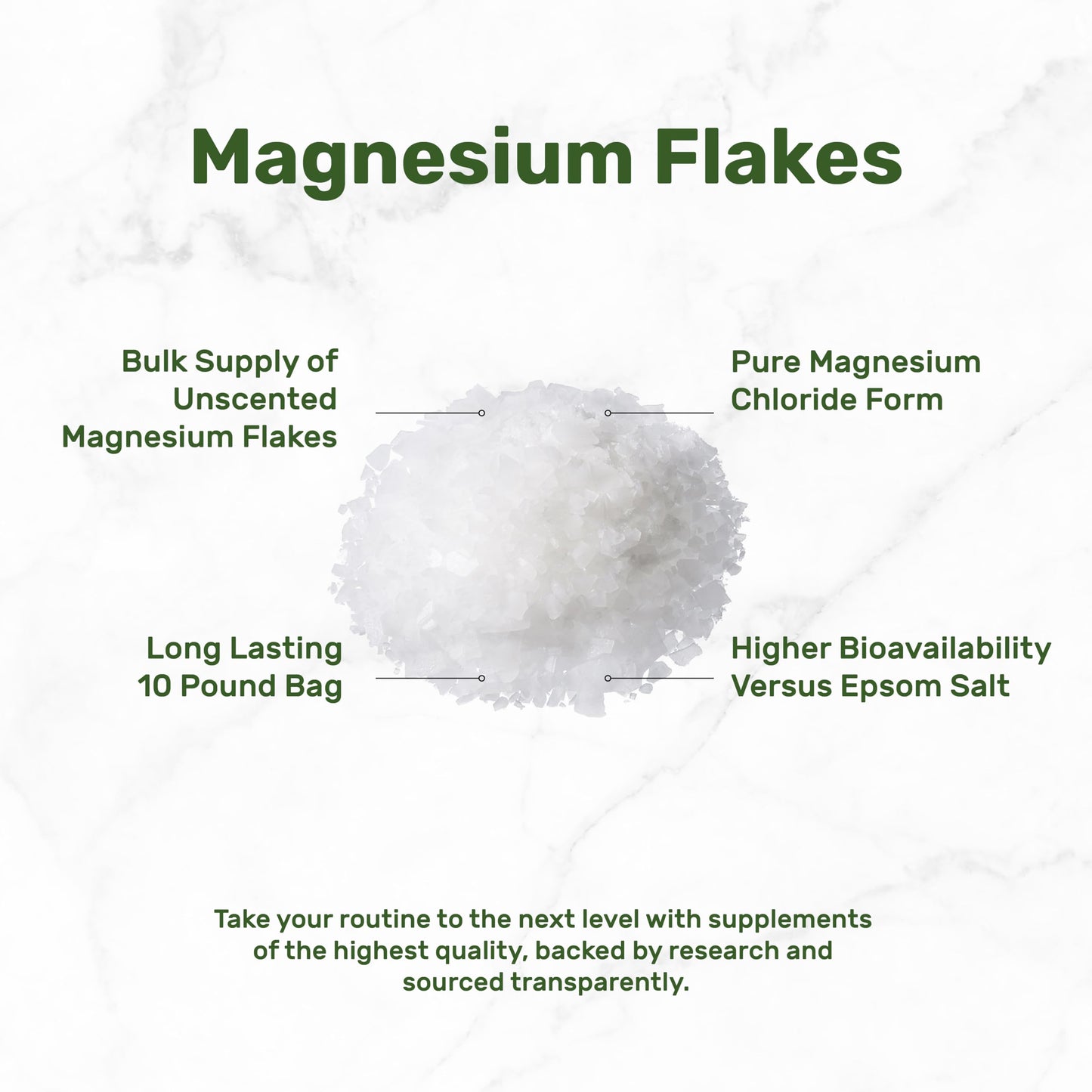 Pure Magnesium Flakes Bath Soaks 10 lbs — High-Absorption Magnesium Chloride