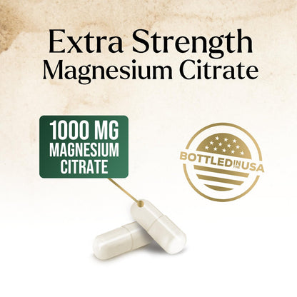 Magnesium Citrate 1000mg – High-Absorption Magnesium Supplement | Supports Muscle, Bone, Nerve & Heart Health – 120 Capsules